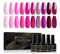 Shining She Gel Nail Polish, 10 Colors Purple Pink Rose Shimmer Glitter Gel Polish Kit Soak-Off UV/LED Nail Polish Gel for Nail Art Salon DIY Home, 8ML