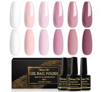 Shining She Gel Nail Polish, 6PCS White Nude Soft Pink Pastel Gel Polish Set Soak-Off UV/LED Nail Polish Gel Manicure Kit for Nail Art Salon Design DIY Home, 8ML