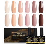 Shining She Gel Nail Polish Beige, 6 Colors Light beige Apricot Nude Light pink Mauve Dark brown Soak-Off UV Nail Polish Spring Summer for Beginners Manicure Salon DIY at Home, 8ML