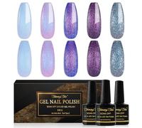 Shining She Gel Nail Polish Chameleon, 5 Colours Changing Blue Purple Shimmer Glitter Nail Polish Soak-Off UV/LED Chameleon Gel Polish Set for Nail Art Salon DIY Home, 8 ML