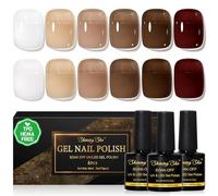 Shining She Gel Nail Polish Jelly Brown, TPO-Free HEMA-Free gel Polish, 6 colors Jelly White Light/Dark/Red Brown Soak-Off UV Nail Polish Winter for Beginners Manicure Salon DIY at Home, 8ML