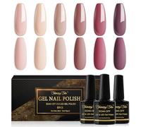 Shining She Gel Nail Polish Nude, 6 Colours Neutral Nude Pink Beige Taupe Light Brown Dusty Rose Mauve, Soak-Off UV/LED Nail Polish for Starter Nail Art Salon DIY at Home, 8ML