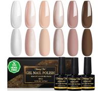 Shining She Gel Nail Polish Nude, TPO-Free HEMA-Free Gel Polish, 6 Colors Winter Glitter White Beige Champagne Nude Brown Soak-Off UV Nail Polish for Beginners Manicure Salon DIY at Home, 8ML