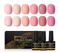 Shining She Gel Nail Polish Pink, 6 Colors Light/Dark/Bright Pink Nude Peach Soak-Off UV Nail Polish Spring Summer for Beginners Manicure Salon DIY at Home, 8ML