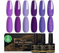 Shining She Gel Nail Polish Purple, TPO-Free HEMA-Free gel Polish, 6 colors Dark Violet Lavender Violet Glitter Purple Soak-Off UV Nail Polish Winter for Beginners Manicure Salon DIY at Home, 8ML