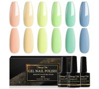 Shining She Gel Nail Polish Set, 6 Colours Cyan Green Blue Coral Pastel Nail Polish Set Soak-Off UV/LED Manicure for Women Nail Art Salon DIY Home, 8ML