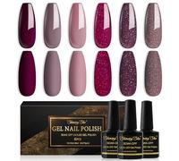 Shining She Nail Polishes, 6 Colours Purple Rose Brown Glitter Gel Polish Set Soak-Off UV/LED Nail Polish Gel for Nail Art Salon DIY Home, 8ML