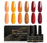 Shining She Nail Polishes Set, 6 Colours Yellow Orange Red Glitter Gel Polish Set Soak-Off UV/LED Nail Polish Gel for Autumn Winter Halloween, 8ML
