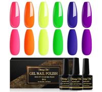Shining She Neon Gel Nail Polish, 6 Colours Pink Orange Green Blue Purple Gel Polish Set Soak-Off UV/LED Lamp Nail Polish for Women Nail Art Salon DIY Home, 8ML