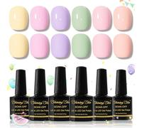 Shining She Pastel Gel Nail Polish, 6 Colours Soft Yellow Pink Purple Green Macaron Candy Nail Polish, Spring Summer Gel Polish Soak-Off UV/LED Gift for Women Nail-Art Salon DIY Home, 8ML