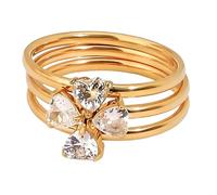 Shining Stainless Steel Heart Shaped Rings with Four Leaves Clovers Design Dainty Minimalist Stacking Bands for Daily Wear Trendy Wedding Promise Rings