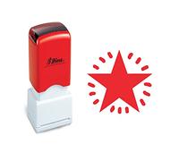 Shining Star Design Self-Inking Teacher Marking Stamp, 11mm Impression, Red Ink