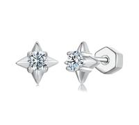Shining Star Moissanite Earrings, 925 Sterling Silver Brilliant Lab Created Diamond Earrings Birthday Christmas Gift