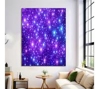 Shining Starry Sky Oil Painting On Canvas Print Posters Large Blue Purple Galaxy Universe Wall Art Modern Living Room Decor Fine Art Decorative 28X39In Frameless