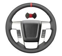 Shining wheat Black Leather Car Steering Wheel Cover For Ford F-150 2009-2014 Expedition 2015-2017 (Red line Red mark)