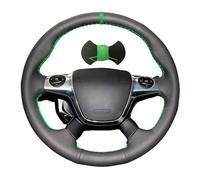 Shining wheat Black Leather Car Steering Wheel Cover for Ford Focus 3 2012-2014 KUGA Escape 2013-2016 C-MAX (Green line + green mark)