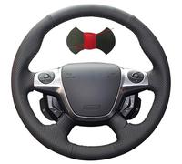 Shining wheat Hand-stitched Black Artificial leather Steering Wheel Cover For Ford Focus 2011-2014 C-Max (Grand C-Max) 2010-2015 Kuga 2012-2016 (Red Thread)