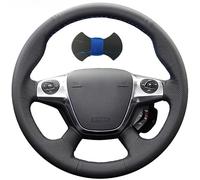 Shining wheat Hand-stitched Black Artificial leather Steering Wheel Cover For Ford Focus 2011-2014 C-Max (Grand C-Max) 2010-2015 Kuga 2012-2016 (Blue Thread)