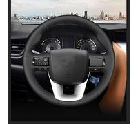 Shining wheat Hand-stitched Black Artificial leather Steering Wheel Cover For Toyota Fortuner 2016-2021 Hilux 2015-2021 (Black Thread)