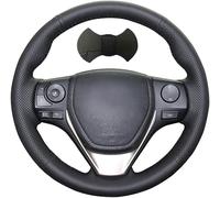 Shining wheat Hand-stitched Black Artificial leather Steering Wheel Cover For Toyota RAV4 2013-2019 / Corolla 2014-2019 / Corolla iM (US) 2017-2018 / Auris 2013-2016 (Black Thread)