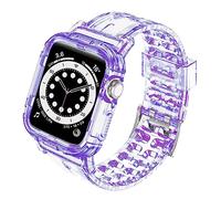 ShiningCare Clear Watch Bands Compatible for Apple Watch Band 41mm 40mm 38mm with Protective Bumper Case for iWatch Series 8 7 6 5 4 3 2 1 SE, Crystal Transparent Cute Jelly Watch Strap for Women