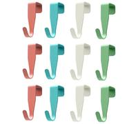 ShiningUU 12pcs Carbon Steel Over The Door Hooks Hanger, Over Door Hook Hanger for Kitchen Cupboard Doors, Bedroom, Bathroom, Wardrobe - White Green Blue Red Small Hanging Hooks