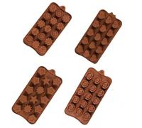 ShiningUU 4pcs Silicone Chocolate Moulds Set - Flower, Star, Heart, Rose Designs, Reusable Baking Moulds for Chocolate, Cake Pops, Fondant Making, Sweets, Ice Cubes, Pudding, Dome Mousse
