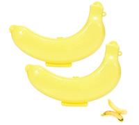 ShiningUU Banana Case 2 Pcs Plastic Reusable Banana Holders Protector Cover, 19 cm Yellow Banana Storage Container for Keeping Bananas Fresh, Fruit Container for Lunch Box Outdoor Travel