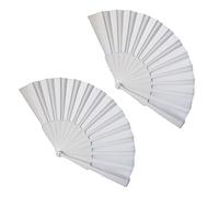 ShiningUU Hand Fan Folding 2-Pack Handheld Chinese Fans | Fabric Folding Fans for Women & Men, Bride Fan, Portable Paper Fan for Wedding Christmas Party Prom Festival DIY Home Decorations (White)