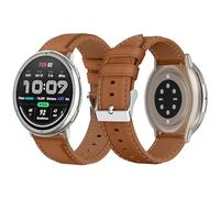 ShinKin Leather Strap for Amazfit T-Rex 3 Pro 44mm/Active 2/Active 2 Square/Active/Bip, Soft PU Leather Bracelet Wristband for Amazfit GTR Mini/GTS 4/GTS 4 Mini, Replacement Watch Bands - Brown