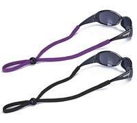 SHINKODA Adjustable Glasses Strap for Adults and Kids | 2-Pack Eyewear Retainer Cord for Reading, Safety, Sports & Sunglasses, Black & Purple, 2 Count (Pack of 1)