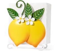 Shinlar Lemon Napkin Holder for Table - Tissue Holder for Spring Home Decor, Vintage Home Yellow Kitchen Counter Decor and Accessories, Lemon Housewarming Gifts for Women, 3D Handmade Pattern, Metal