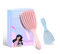 SHINLEA 2 Pcs Detangle Hair Brush for Curly Hair - Reduces Breakage, Eliminates Knots, Curly Hair Brush for Women, Men, Kids - Mini Use in Wet and Dry Hair (Pink&Blue)