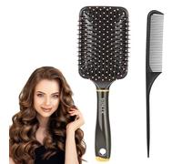SHINLEA Large Paddle Hairbrush and Tail Comb Set, Detanging Hair Brush Set for Thick Curly Hair, Anti Static Hair Brush, Massaging Scalp for Men Women Kids, Reducing Tangle and Hair Breakage