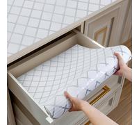 Shinlendid Shelf and Drawer Liner for Kitchen Cabinets Non-Adhesive, Strong Grip Non-Slip Thickened Cabinet Liners for Shelves, Waterproof Mats for Dresser Cupboard, Silver Stripe, 17 in x 10 Feet
