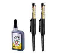 SHINLHUA 2Pcs Refillable Long Head Marker Pen with 15ml Refill Inks 45mm Long Tip Marker for Marking on Wood Ceramic Metal Refillable Construction Pen