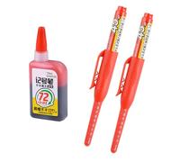 SHINLHUA 2Pcs Refillable Long Head Marker Pen with 15ml Refill Inks 45mm Long Tip Marker for Marking on Wood Ceramic Metal Refillable Construction Pen