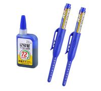 SHINLHUA 2Pcs Refillable Long Head Marker Pen with 15ml Refill Inks 45mm Long Tip Marker for Marking on Wood Ceramic Metal Refillable Construction Pen