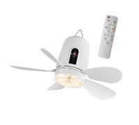 SHINLHUA 42cm Rechargeable Hanging Fan with Dimmable Light Timer Function for Tent Backyard Burst Up Shade Cooling Fan