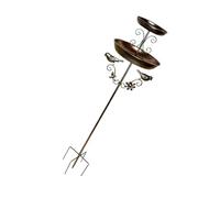 SHINLHUA Antique Bronze Bird Feeding Station Having Bathing Bowl and Decorative Bird Figurines Strong Metal Structure Water and Food Station