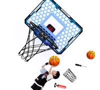 SHINLHUA Complete Indoor Basketball Set Including Foldable Frame LED Lights Scoreboard Basketball Safe for Kids Adults Entertainment Stable Metal Indoor Hoops