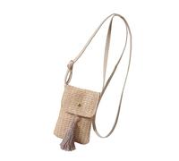 SHINLHUA Trendy Vertical Purse with Adjustable Shoulder Strap for Phone and Essential Woven Straw Tassels Crossbody Phone Bag Crossbody Purse for Women