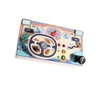 SHINLHUA Wooden Educational Busy Boards Toy with LED for Children Learning Development and Sensory Play Activity Children Driving Simulator Toy