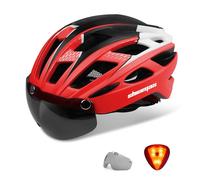 Shinmax Bike Helmet with Safety LED Light Cycle helmet for Men Women Bicycle Helmet with Detachable Magnetic Visor & Liner Breathable MTB Helmet Adult Lightweight Adjustable Size Cycling Helmet NR-096