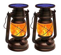 Shinmax Solar Lantern for Outdoors 2 Pcs Retro Solar Lanterns for Outdoors Hanging Flame Solar Light Waterproof Vintage Led Lantern Solar Lamps for Porch, Terrace, Yard, Garden, Camping