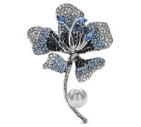 Shinning Iris Flower Brooches For Women Lady 2-color Beautiful Rhinestone Plants Brooch Pins,blue
