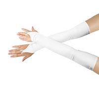 Shinningstar Girls' Boys' Adults' Stretchy Spandex Fingerless Over Elbow Cosplay Catsuit Opera Long Gloves, White, One Size
