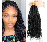 Shinon 16inch Belle Show New Passion Twist Hair Pre-twisted Passion Twist Crochet Hair Ombre Water Wave Crochet Box Braid Hair (1B#, 4PACKS)