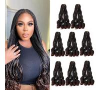 Shinon 16inchs French Curl Crochet Braiding Hair 8packs Loose Wavy Crochet Hair for Braids Pre Stretched Synthetic Extensions Bouncy Braiding Hair Extensions (T1B 33#)