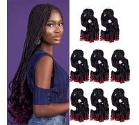 Shinon 16inchs French Curl Crochet Braiding Hair 8packs Loose Wavy Crochet Hair for Braids Pre Stretched Synthetic Extensions Bouncy Braiding Hair Extensions (T1B BUG#)
